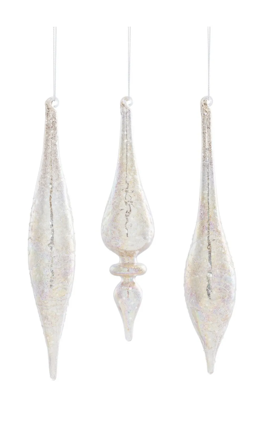 Decorator's Warehouse 9" Glass Drop Ornament > Christmas Ornaments|White Christmas