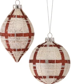 Decorator's Warehouse 4"-5" Glass Forest Plaid Ball/Finial Ornament > Christmas Decor|Farmhouse