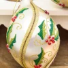 Decorator's Warehouse 5" - 7" Glass Holly Ball & Finial Ornament > Christmas Decor|Christmas Ornaments