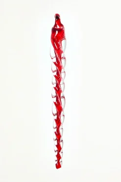 Decorator's Warehouse 6.5" Glass Icicle Ornament > Red & Silver|Christmas Decor