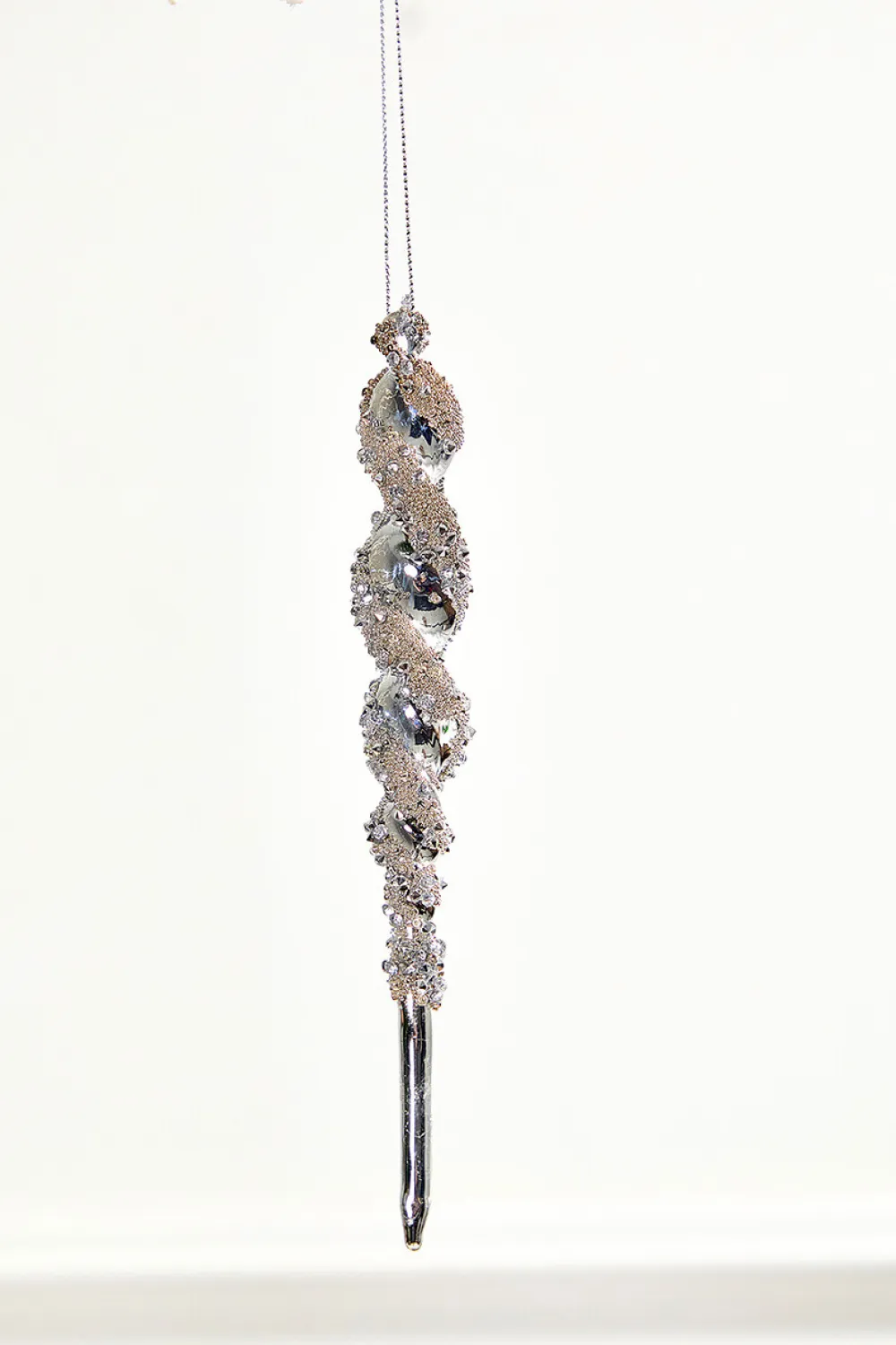 Decorator's Warehouse 7.5" Glass Icicle Ornament > White Christmas|Red & Silver