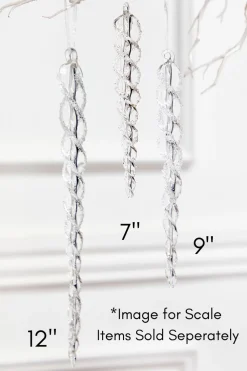 Decorator's Warehouse 12" Glass Icicle Ornament - Large > White Christmas|Red & Silver