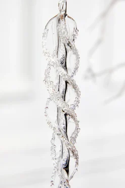 Decorator's Warehouse 12" Glass Icicle Ornament - Large > White Christmas|Red & Silver