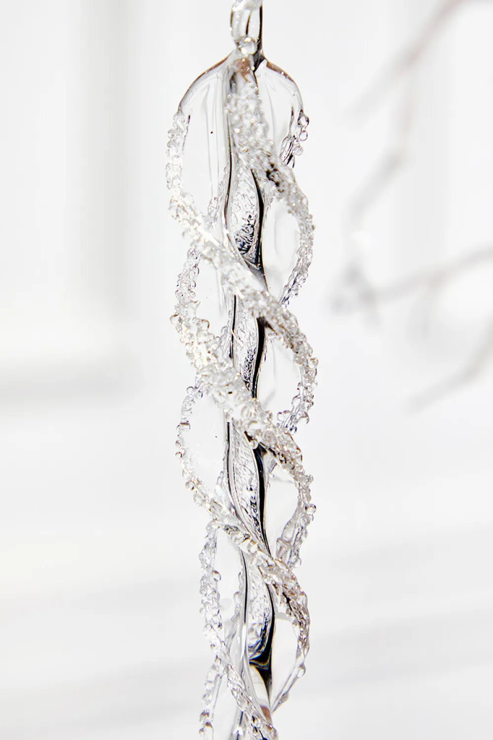 Decorator's Warehouse 9" Glass Icicle Ornament - Medium > White Christmas|Red & Silver