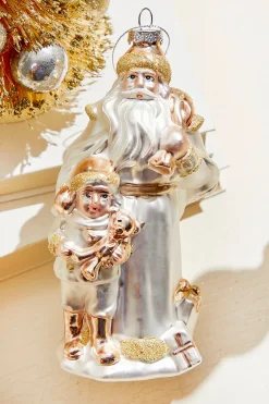 Decorator's Warehouse 8" Glass La Vie Vintage Santa with Child Ornament > Christmas Decor|Natural Elegance
