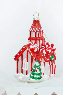 Decorator's Warehouse 5" Glass Peppermint Church Ornament > Christmas Decor|Christmas Ornaments