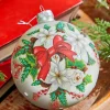 Decorator's Warehouse 5" Glass Poinsettia Holly Ball Ornament > Cardinal|Christmas Decor