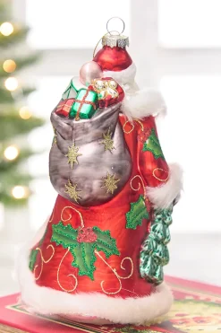 Decorator's Warehouse 8" Glass Santa Ornament > Retro Brites|Christmas Decor
