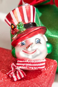 Decorator's Warehouse 5.5" Glass Snowman Head Ornament > Retro Brites|Christmas Decor
