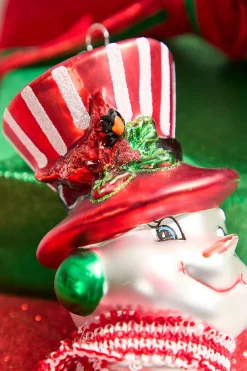 Decorator's Warehouse 5.5" Glass Snowman Head Ornament > Retro Brites|Christmas Decor