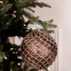 Decorator's Warehouse 6” Glittered 2 Tone Net Ball Christmas Ornaments - Chocolate/Champagne > Sugar & Spice|Christmas Decor