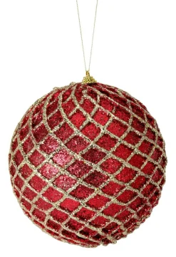Decorator's Warehouse 6” Glittered 2 Tone Net Ball Christmas Ornaments - Red/Gold > Nutcracker|Christmas Decor