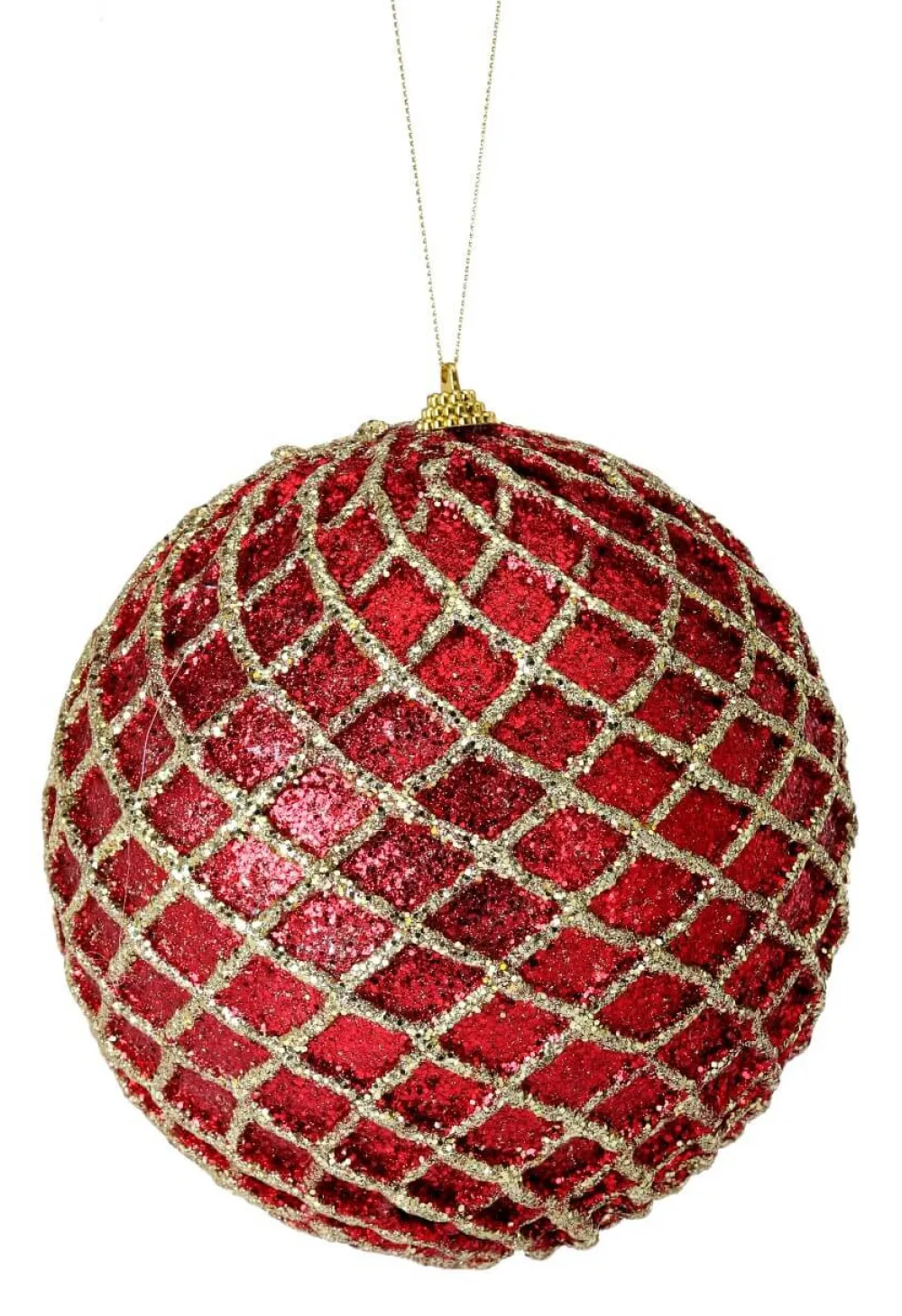 Decorator's Warehouse 6” Glittered 2 Tone Net Ball Christmas Ornaments - Red/Gold > Nutcracker|Christmas Decor