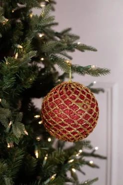 Decorator's Warehouse 6” Glittered 2 Tone Net Ball Christmas Ornaments - Red/Gold > Nutcracker|Christmas Decor
