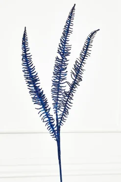 Decorator's Warehouse 35" Glitter Fern Spray - Midnight Blue > Blue Christmas|Nutcracker