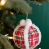 Decorator's Warehouse 5” Glitter Fur Edge Plaid Ball Ornament > Christmas Sale|Christmas Decor