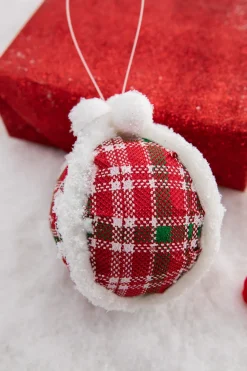 Decorator's Warehouse 5” Glitter Fur Edge Plaid Ball Ornament > Christmas Sale|Christmas Decor