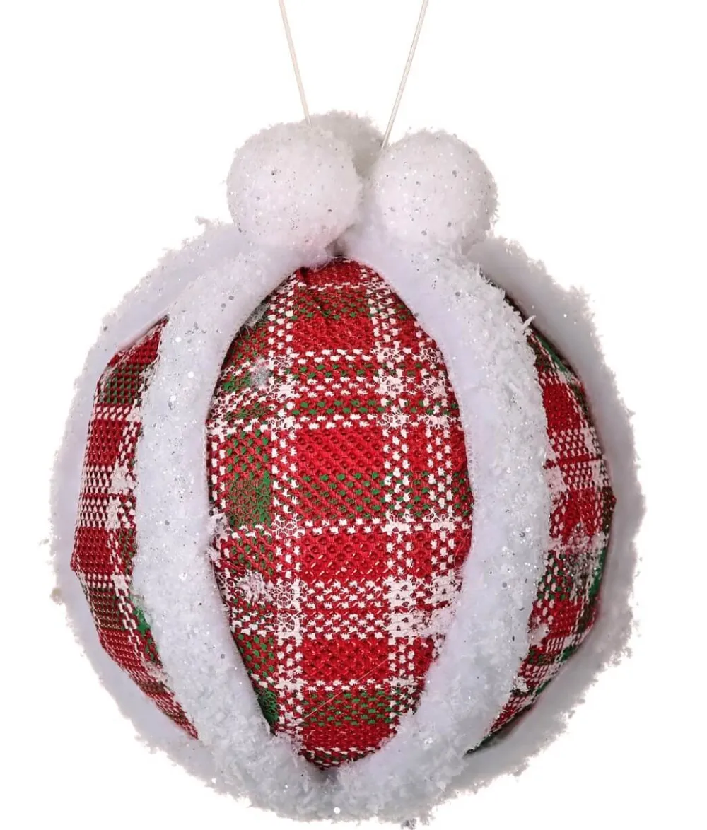 Decorator's Warehouse 5” Glitter Fur Edge Plaid Ball Ornament > Christmas Sale|Christmas Decor