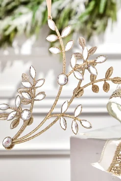 Decorator's Warehouse 8.5" Glitter Jewel Flower Branch Ornament > Christmas Decor|Natural Elegance