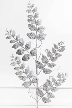 Decorator's Warehouse 35” Glitter/Mica Later Fern Spray Silver > White Christmas|Christmas Sprays