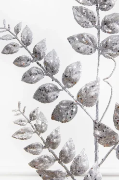 Decorator's Warehouse 35” Glitter/Mica Later Fern Spray Silver > White Christmas|Christmas Sprays