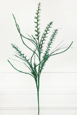Decorator's Warehouse 35" Glitter/Mica Mini Leaf/Grass Spray - Green > Christmas Decor|Christmas Sprays