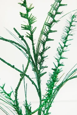 Decorator's Warehouse 35" Glitter/Mica Mini Leaf/Grass Spray - Green > Christmas Decor|Christmas Sprays