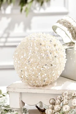 Decorator's Warehouse 6" Glitter & Pearl Patterned Ball Ornament > Christmas Decor|Natural Elegance