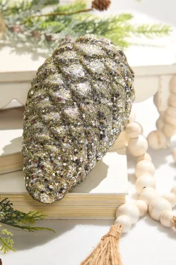 Decorator's Warehouse 9" Glitter Pinecone with Hanger - Charcoal > Christmas Decor|Natural Elegance