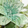 Decorator's Warehouse 22" Glitter Poinsettia Stem - Green > Christmas Decor|Sage & Pearl