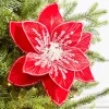 Decorator's Warehouse 22" Glitter Red Poinsettia Stem > Christmas Decor|Red & Silver