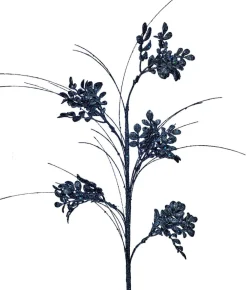 Decorator's Warehouse 27” Glitter/Sequin Boxwood Grass Christmas Sprays - Midnight Blue > Blue Christmas|Nutcracker