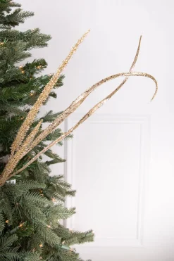 Decorator's Warehouse 39” Glitter Sequin Grass Blossom Spray - Champagne > Gold & Champagne|Natural Elegance