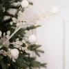 Decorator's Warehouse 25” Glitter Sequin Sweetgum Ball Leaf Spray > White Christmas|Christmas Sprays