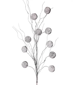 Decorator's Warehouse 33” Glitter Silver Dollar/Twig Spray Silver > White Christmas|Christmas Decor