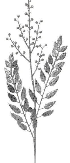 Decorator's Warehouse 29” Glitter Smilax Berry Spray - Silver > White Christmas|Christmas Decor