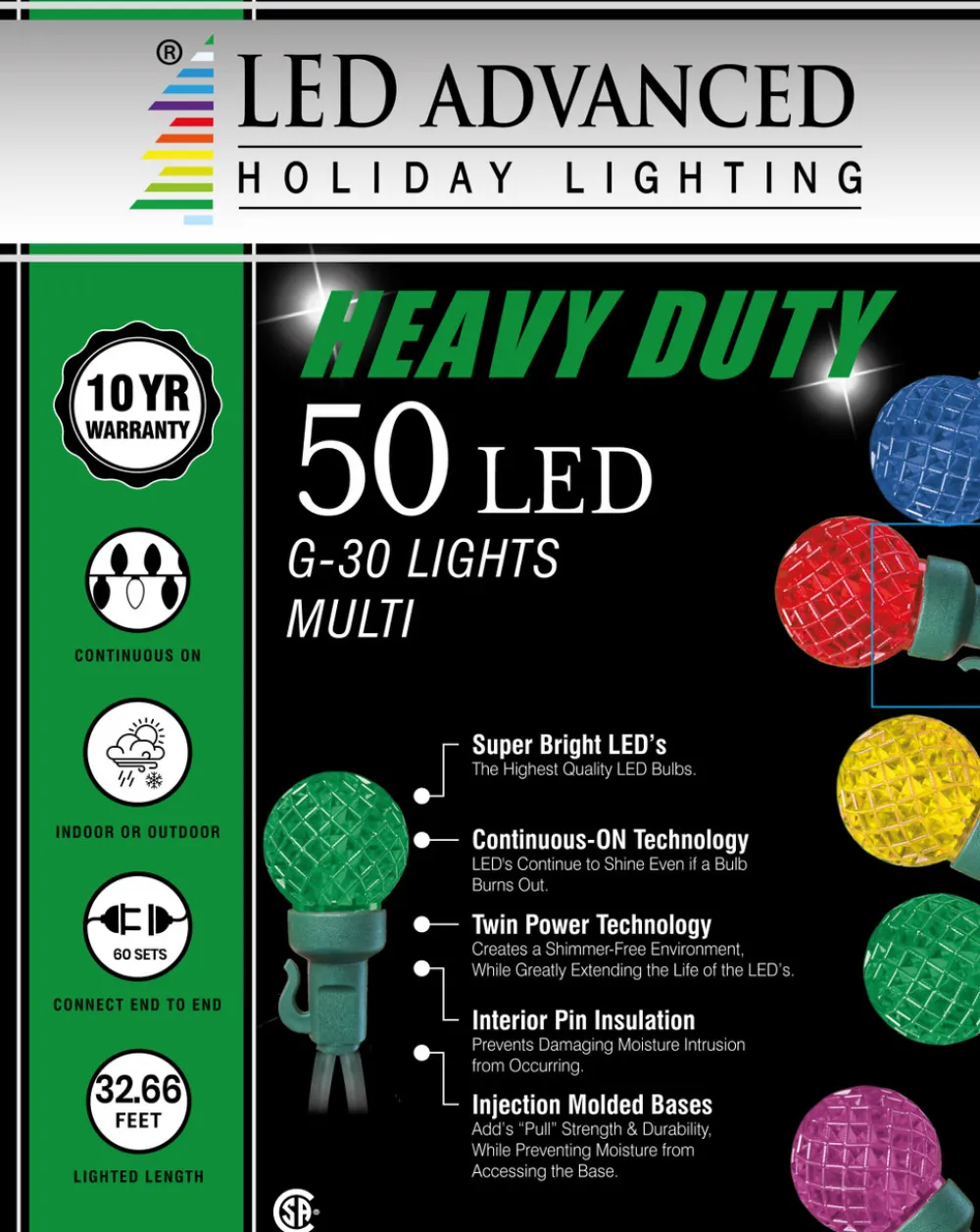 Decorator's Warehouse G30 Multi 50 LED Light Set > Outdoor Lighting|Light Strands