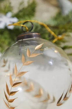 Decorator's Warehouse 4" Golden Etched Laurel Glass Ornament > Christmas Decor|Merry & Bright