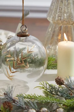 Decorator's Warehouse 5" Golden Etched Laurel Glass Ornament > Christmas Decor|Natural Elegance