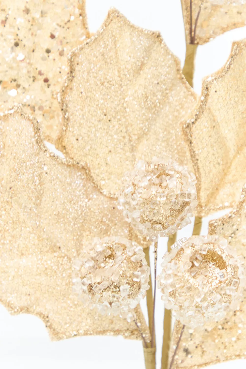 Decorator's Warehouse 27" Gold Glitter Berry Leaf Spray > Christmas Sprays|Christmas Decor