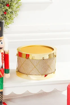 Decorator's Warehouse 7" Gold Glitter Drum > Nutcracker|Christmas Accents