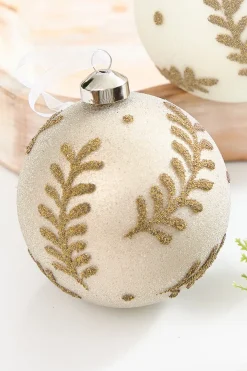 Decorator's Warehouse 5" Gold Glitter Leaf Glass Ornament > Christmas Decor|Natural Elegance
