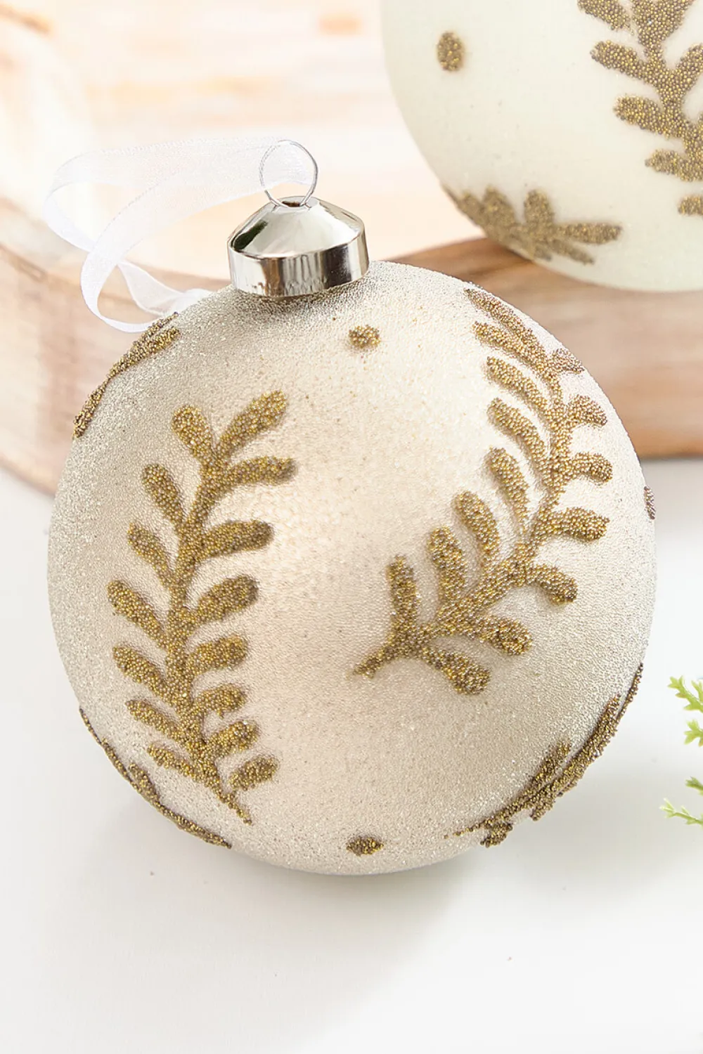 Decorator's Warehouse 5" Gold Glitter Leaf Glass Ornament > Christmas Decor|Natural Elegance