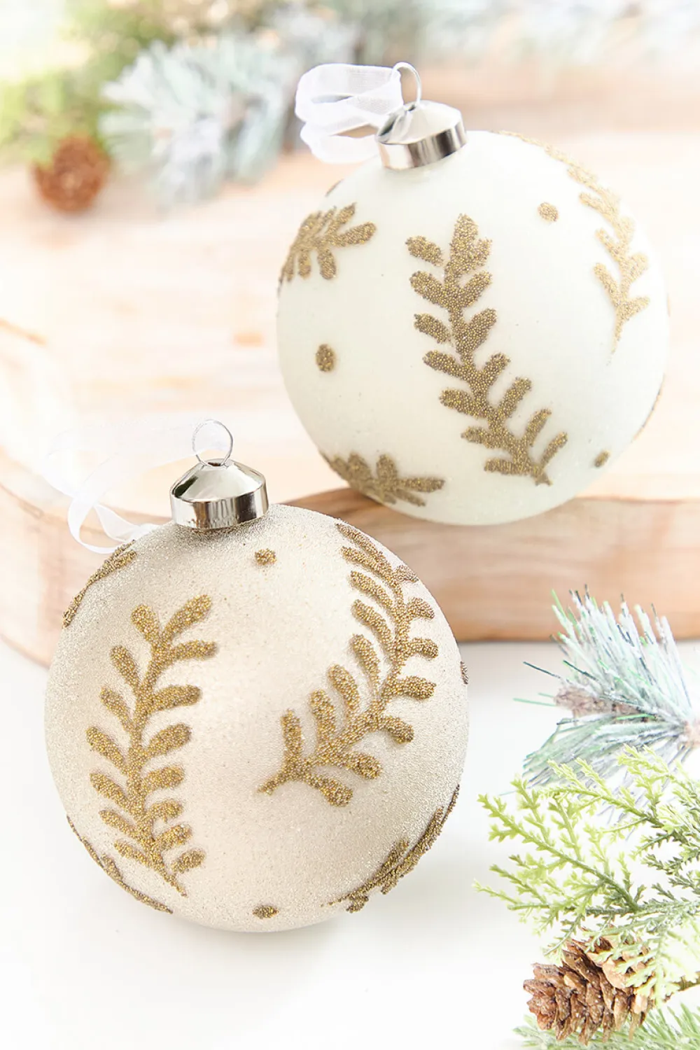 Decorator's Warehouse 5" Gold Glitter Leaf Glass Ornament > Christmas Decor|Natural Elegance