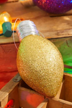 Decorator's Warehouse 7" Gold Glitter Light Bulb Ornament > Christmas Ornaments|Christmas Decor