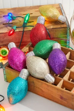 Decorator's Warehouse 7" Gold Glitter Light Bulb Ornament > Christmas Ornaments|Christmas Decor