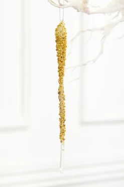 Decorator's Warehouse 10" Gold Icicle Glass Ornament > Christmas Decor|Natural Elegance