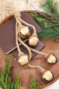 Decorator's Warehouse 17" Gold Iron Jingle Bell & Jute Rope Ornament > Christmas Decor|Christmas Accents
