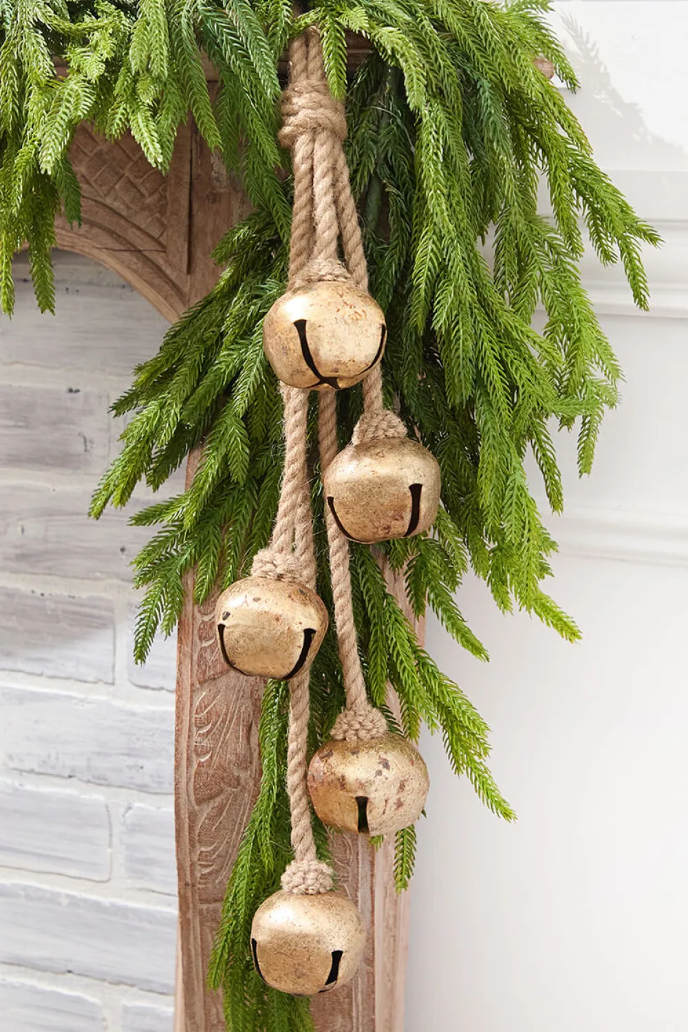 Decorator's Warehouse 17" Gold Iron Jingle Bell & Jute Rope Ornament > Christmas Decor|Christmas Accents