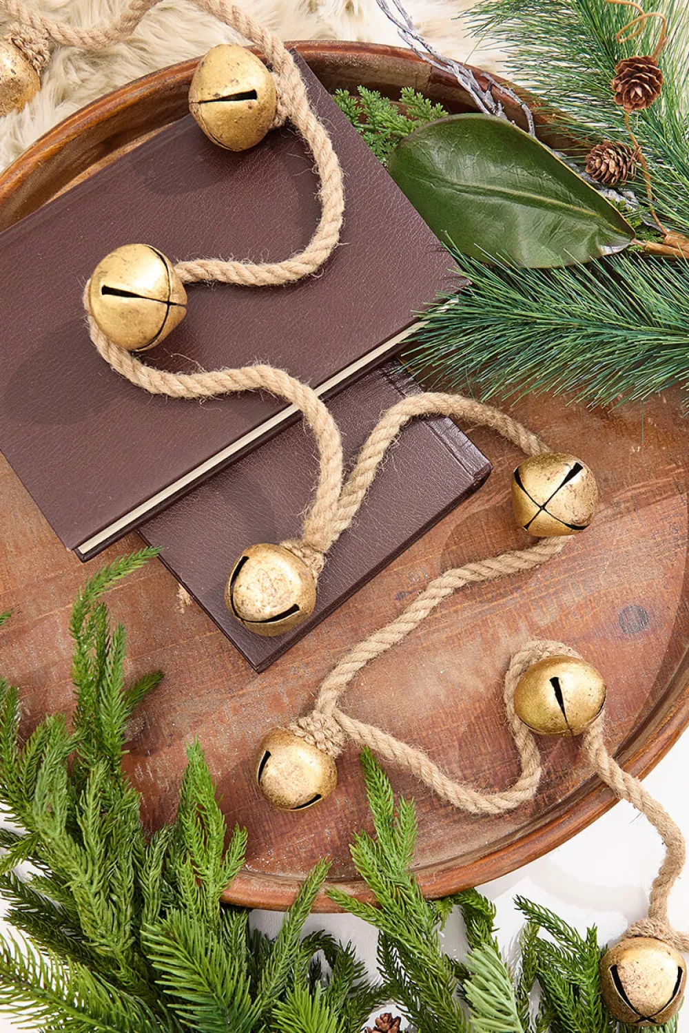 Decorator's Warehouse 72" Gold Iron Jingle Bells & Jute Rope Garland > Christmas Decor|Unlit Garlands